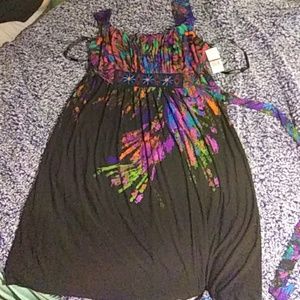 Bisou Bisou Beaded Multicolor Sleeveless Dress